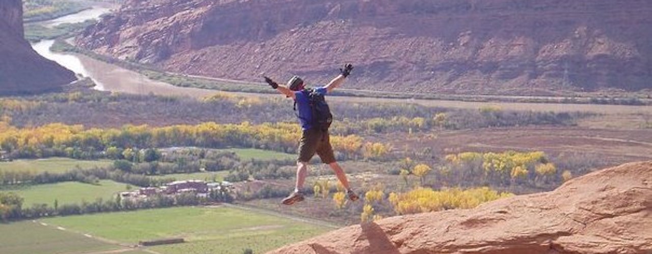 Man jumping in Moab, UT