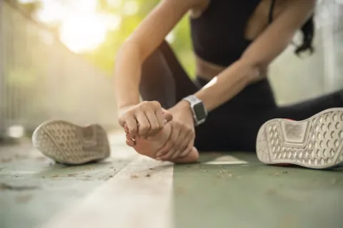 woman with painful foot