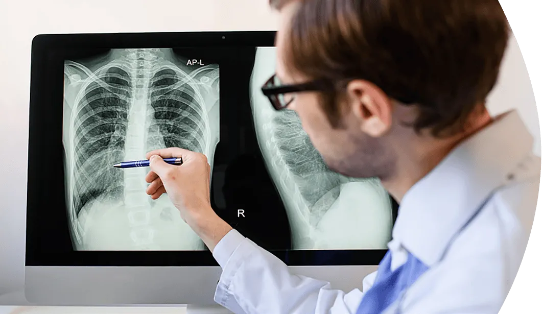provider examining x-ray