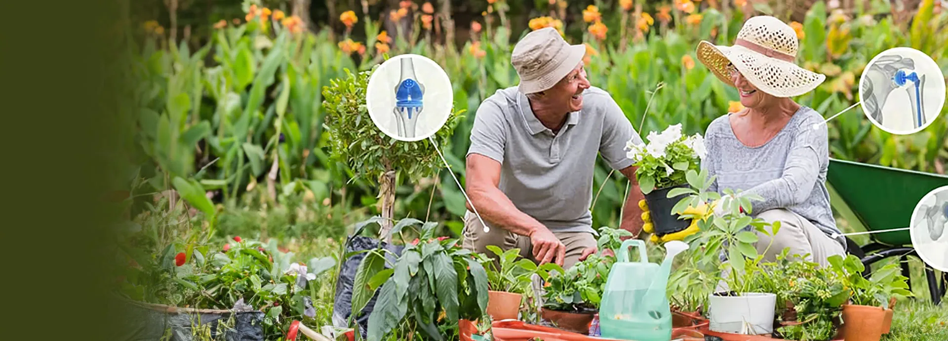 older couple gardening outside